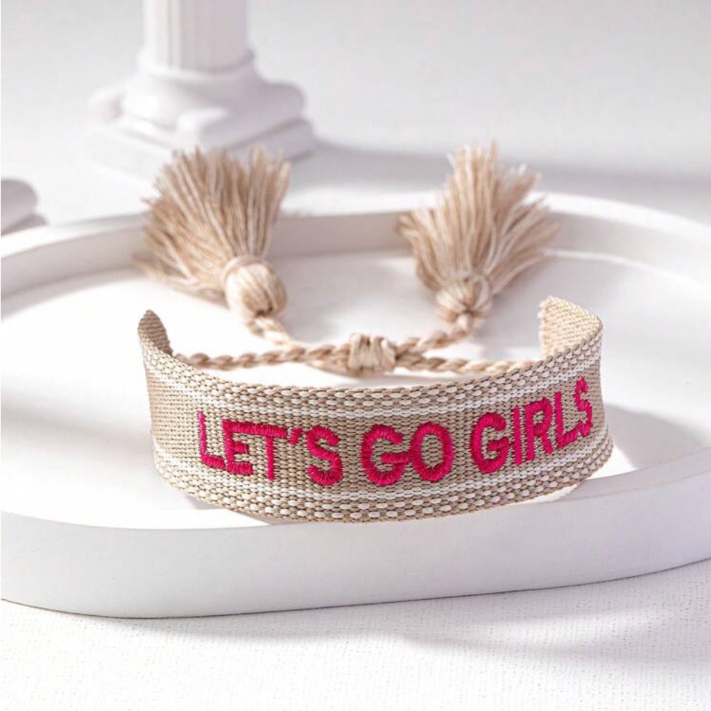 Khaki Let’s Go Girls Woven Bracelet